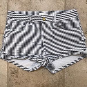 White and navy blue striped shorts